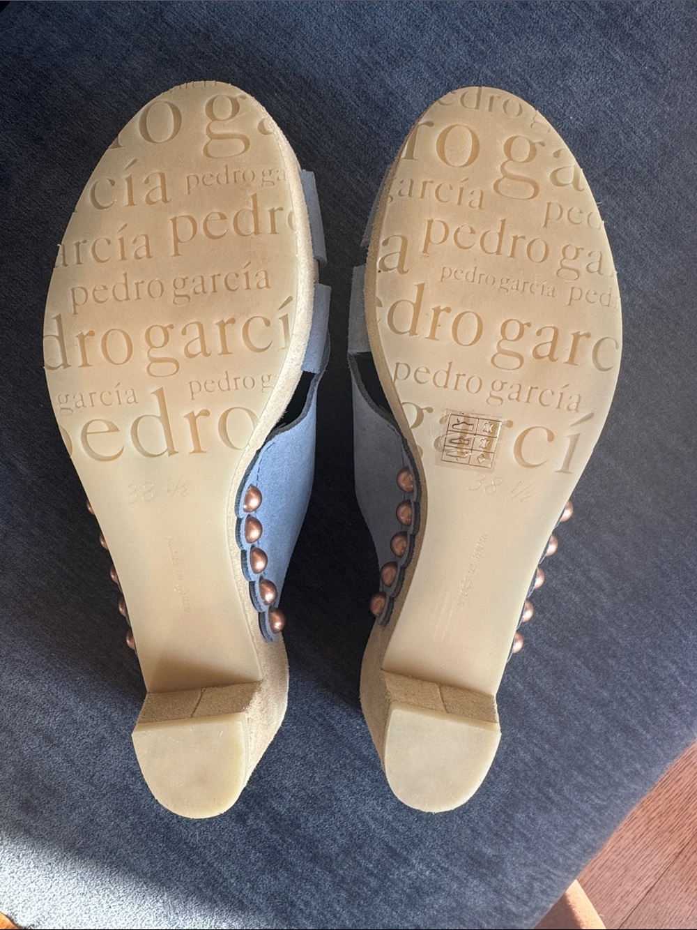 Pedro Garcia Light periwinkle blue Suede Crossover Slide Sandals - Picture 4 of 5